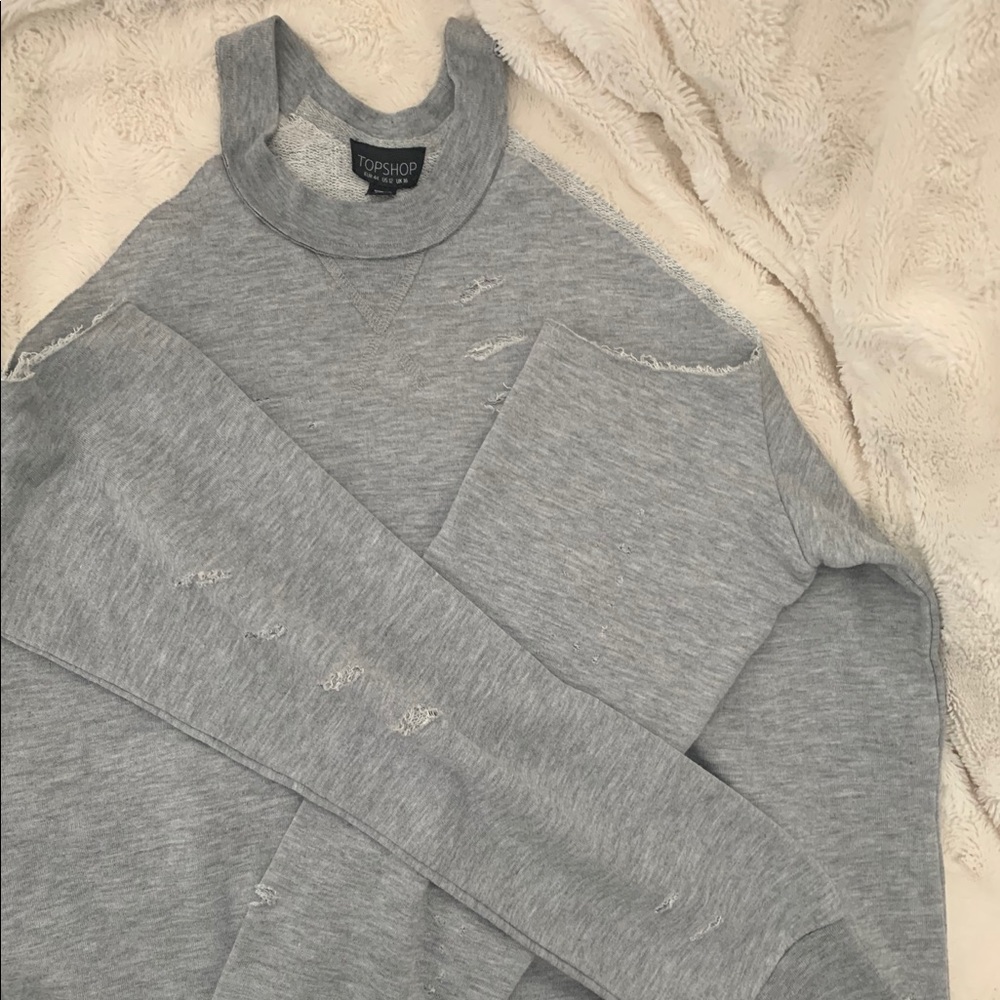 NWOT TOP SHOP destroyed lightweight sweatshirt